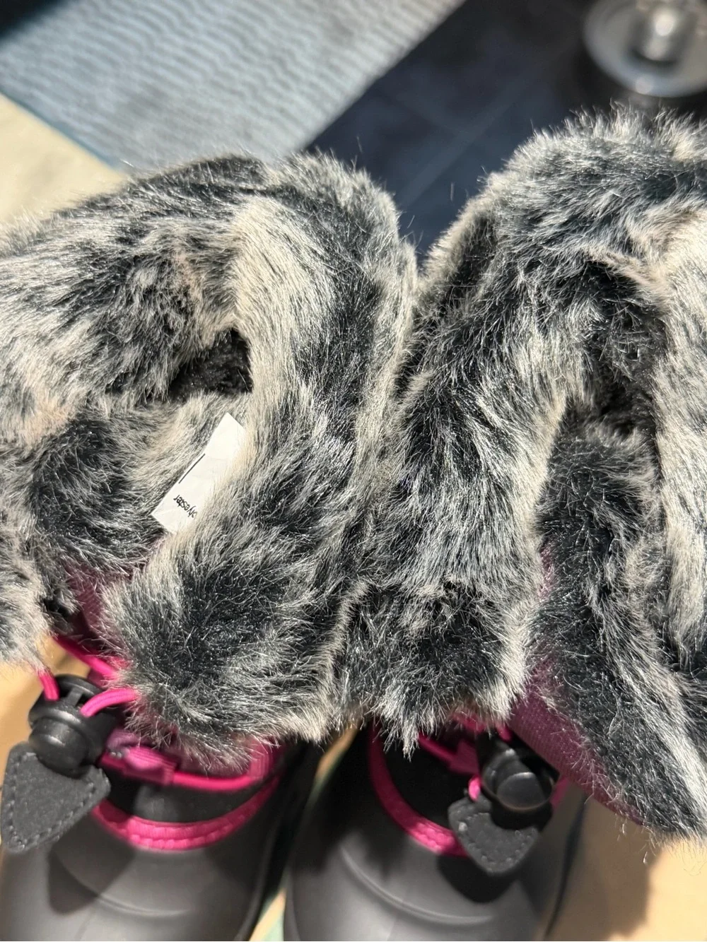 Kamik Children's Winter Snow Boots with Faux Fur Trim - Black & Plum